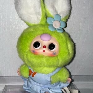 Baby Three Macaron Cute Bunny Plush Lime Green Keychain